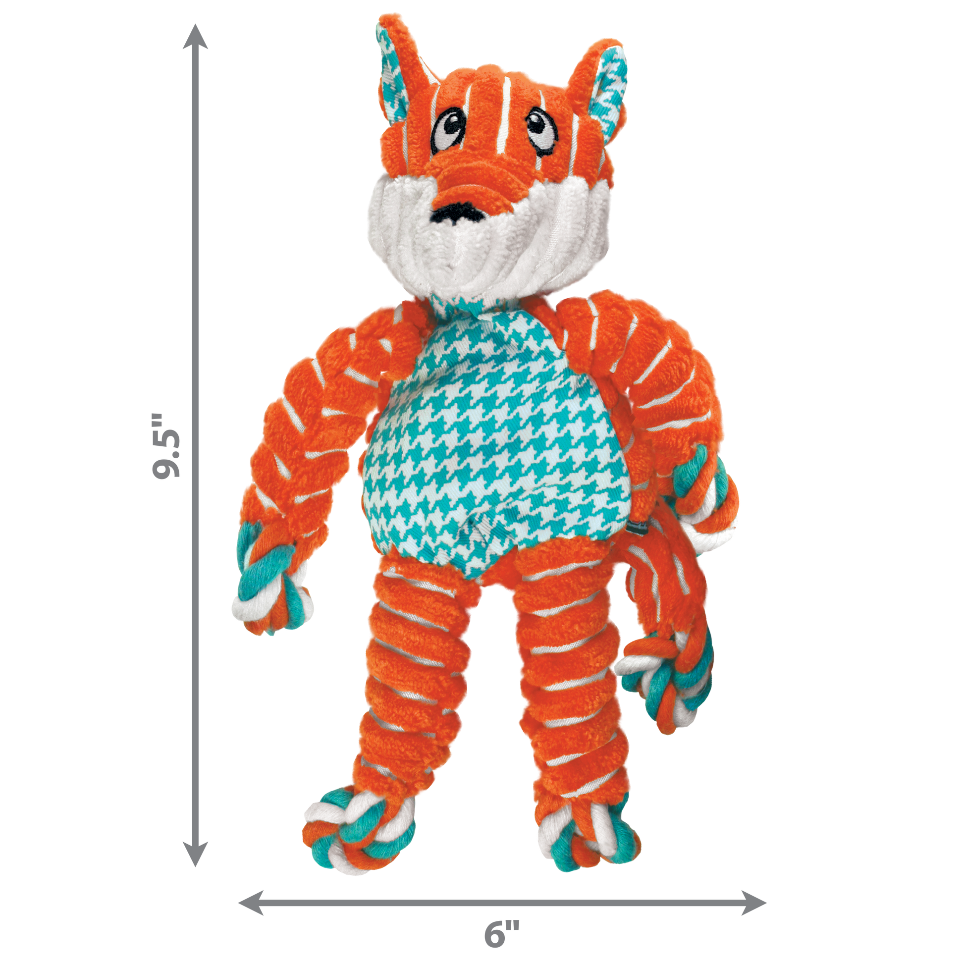 KONG Floppy Knots Fox Small Medium Plush Dog Toy Durable - detail view