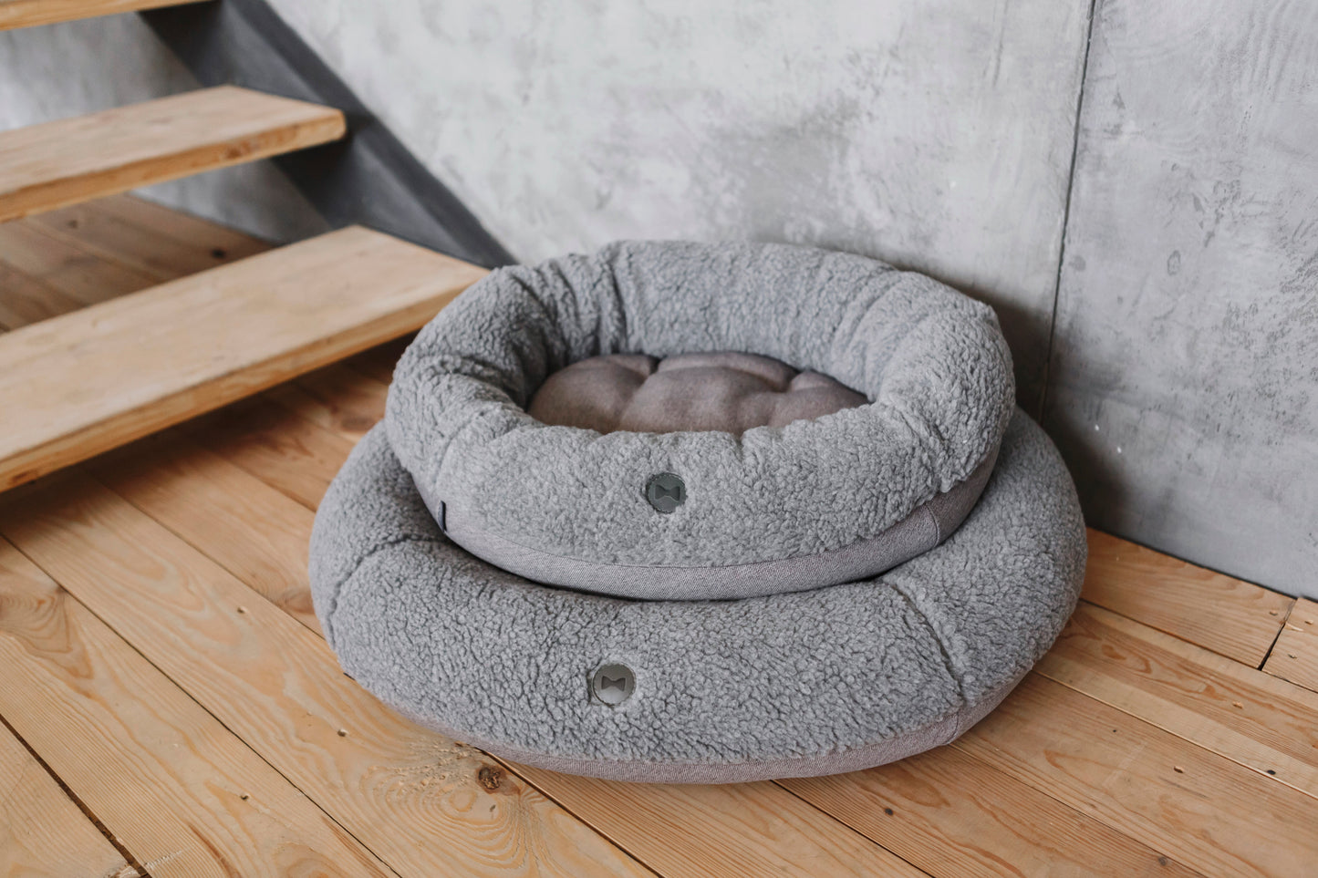 Furry Gray Donut Bed for Deep Calming Sleep and Soft Support main product image for dogs