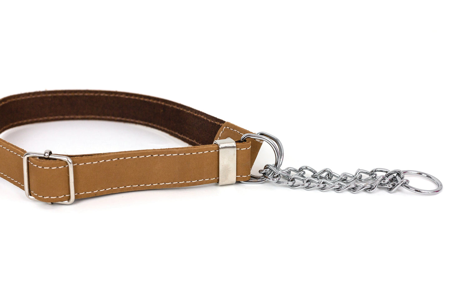 Dog Collar Martingale Khaki Leather Collar for Daily Use main product image for dogs and cats