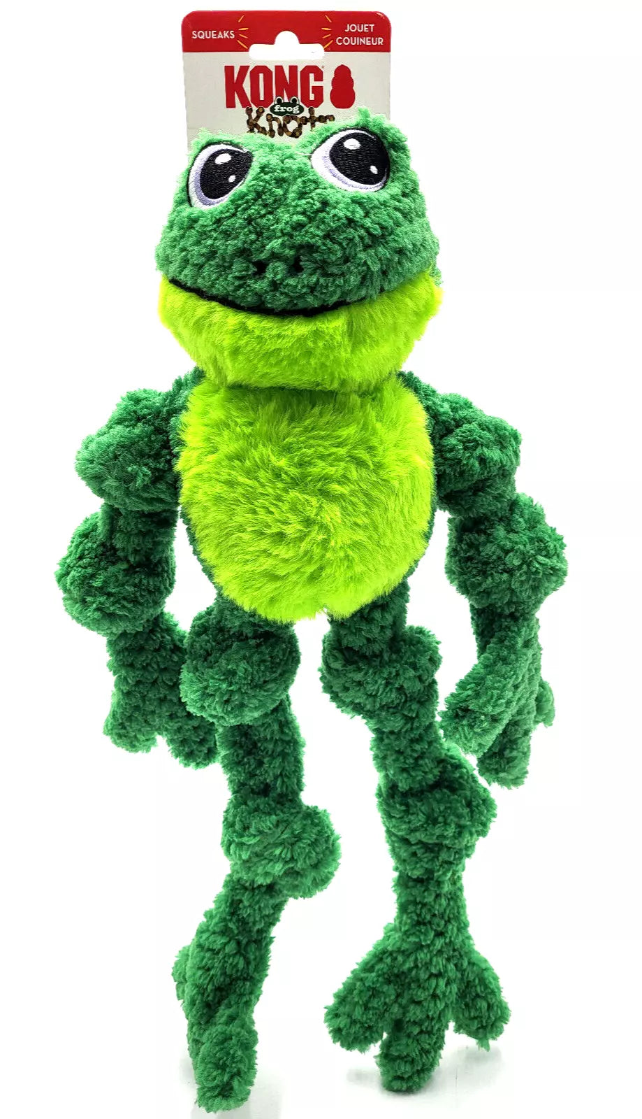 KONG Knots Frog Large XL Plush Dog Toy Durable Play - lifestyle view