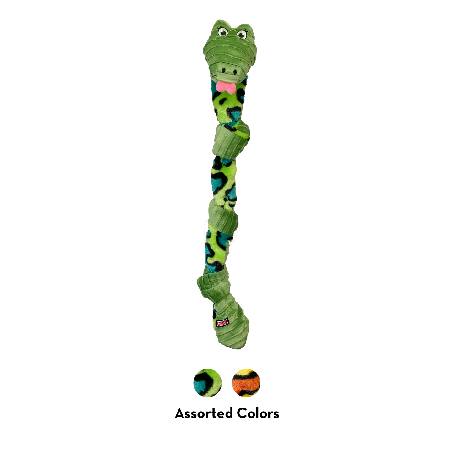 KONG Knots Snake Assorted Medium Large Plush Dog Toy Durable - lifestyle view