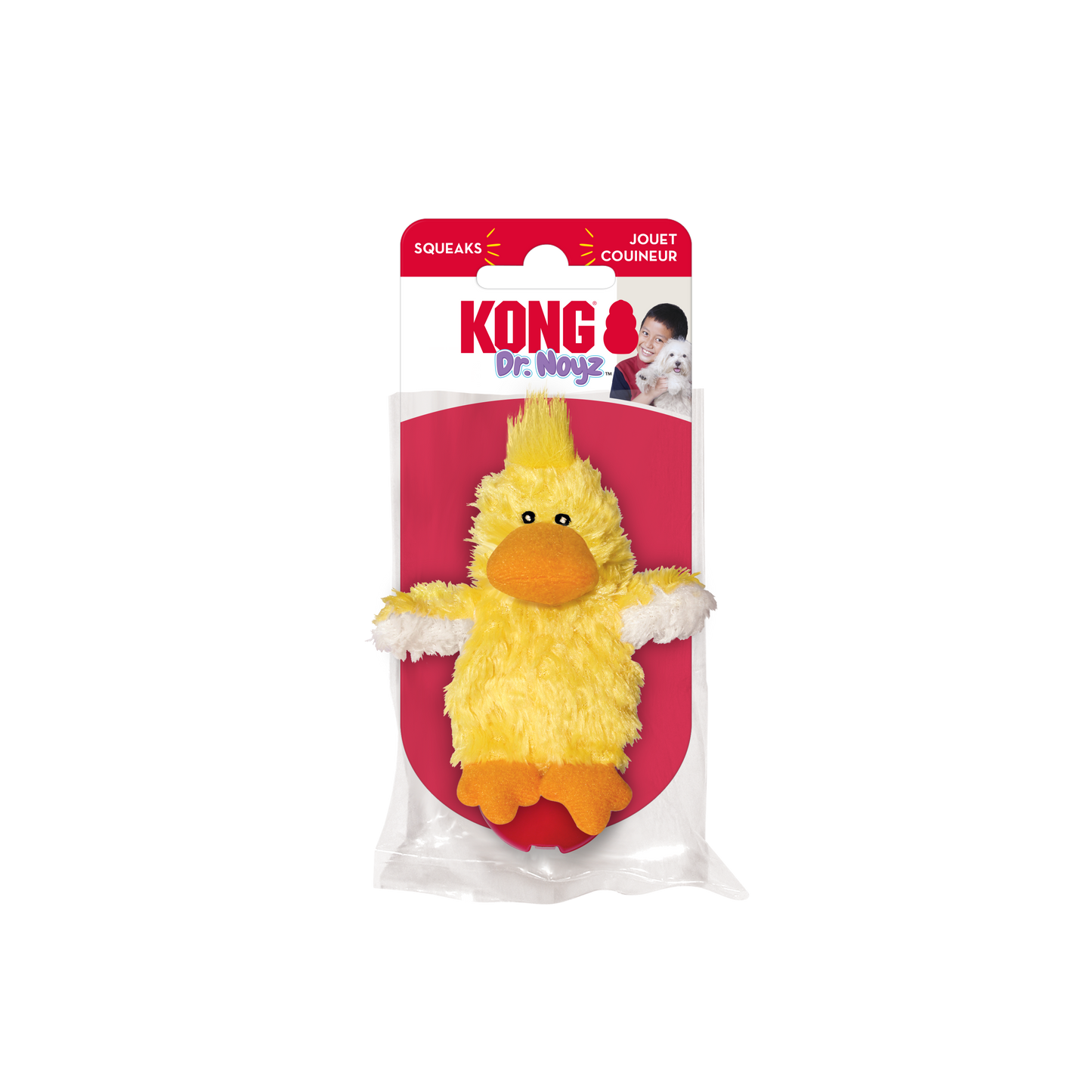 KONG Dr Noyz Duck X Small Plush Dog Toy Durable Play - lifestyle view