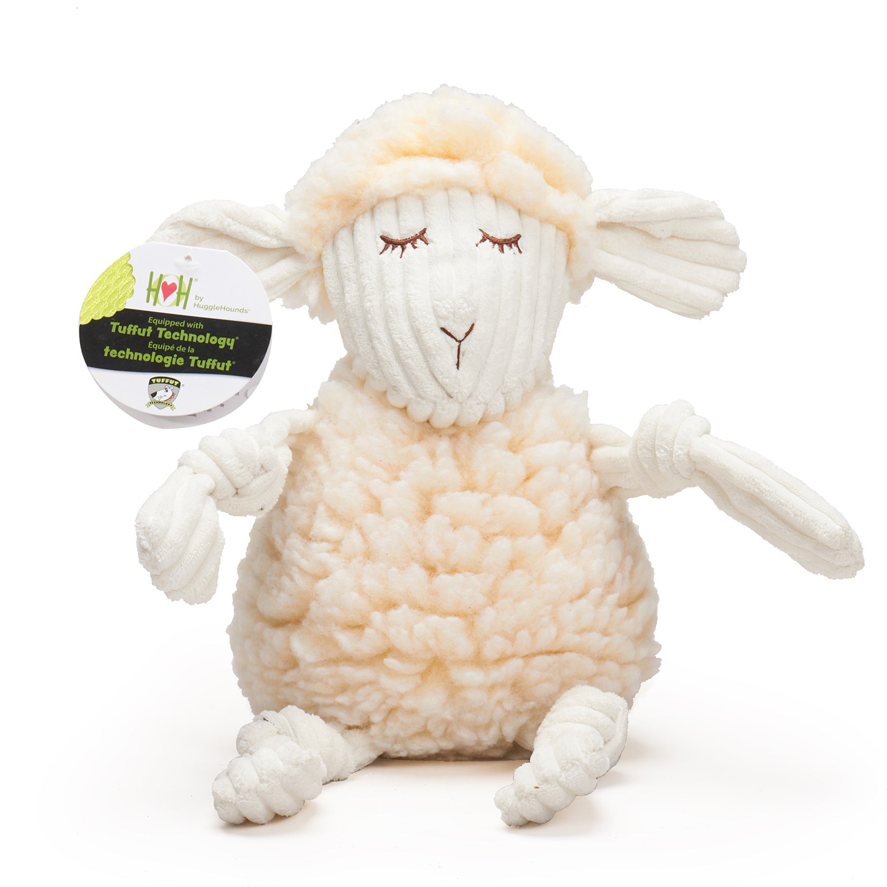 Dog Toy Louise Lamb HuggleFleece FlufferKnottie Plush Toy main product image for dogs and cats