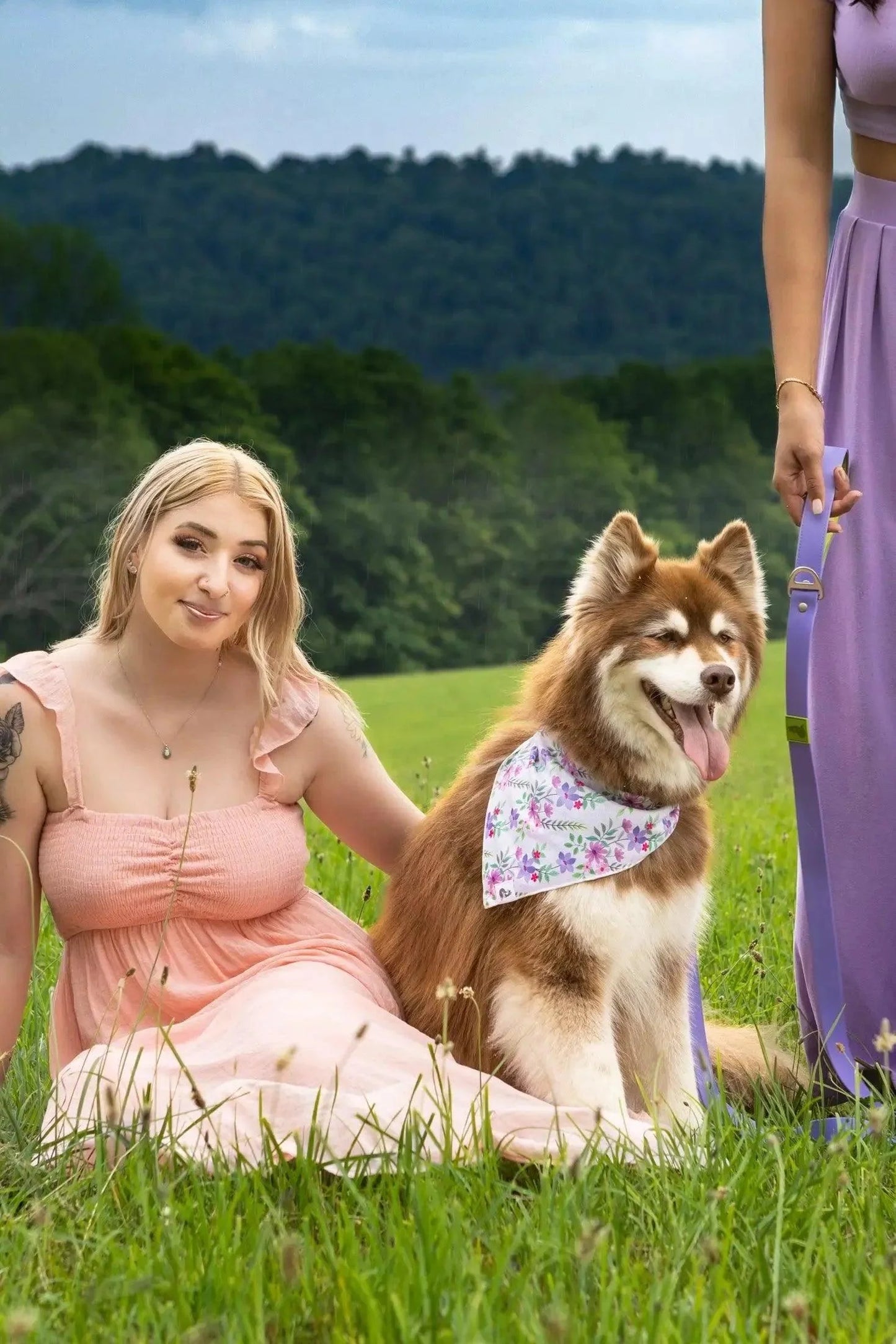 Lavender Garden Waterproof Dog Leash Adjustable Dog Walking - close up view