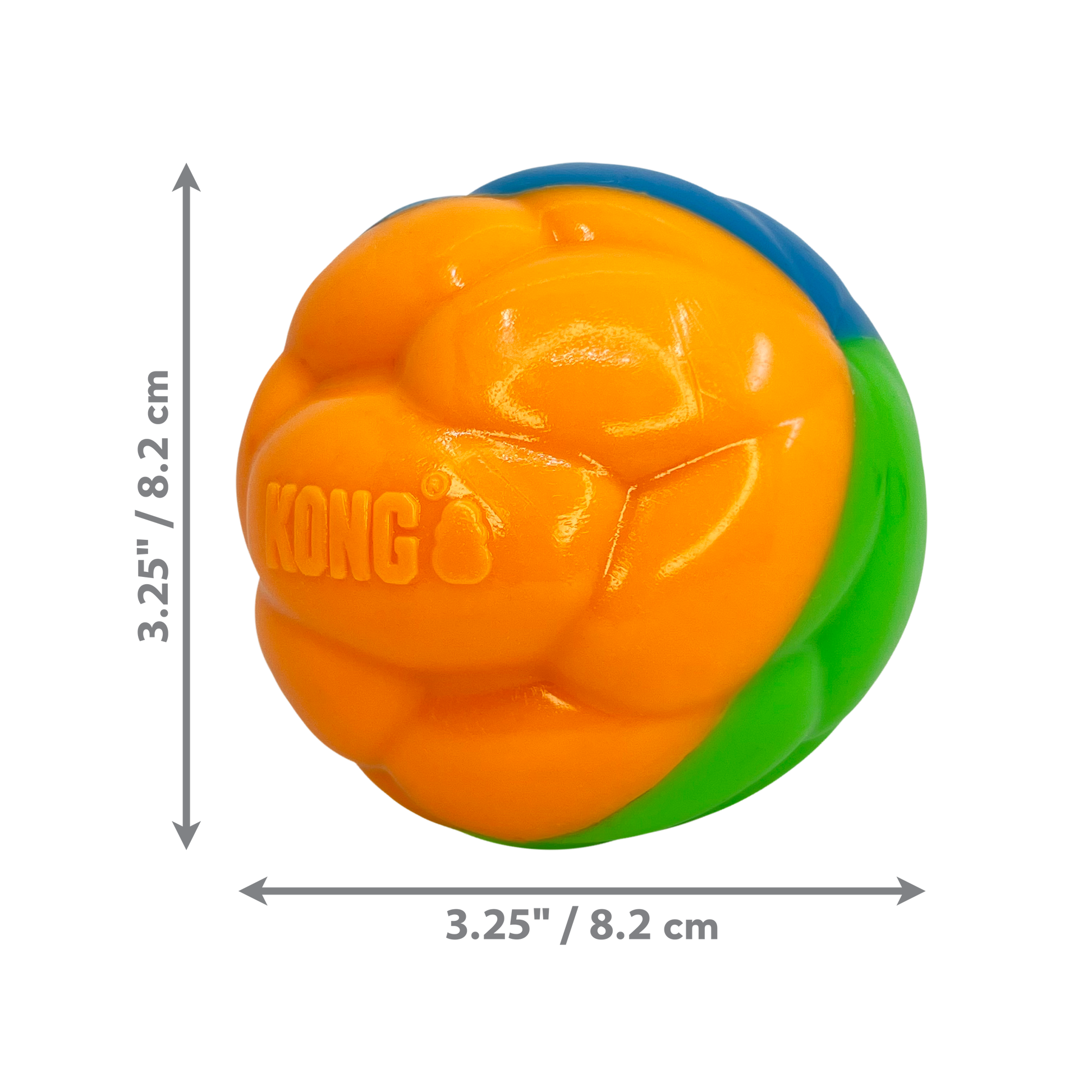 KONG Twistz High Viz Ball Large Fetch Dog Toy Durable Play - close up view