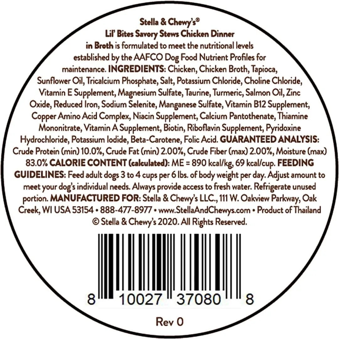 Stella & Chewy's Lil Bites Stew Chicken Dog Food (2.7oz) - detail view