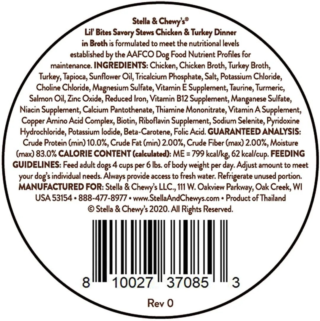 Stella Chewy S Lil Bites Stew Chicken Turkey Dog Food 2 7Oz - detail view