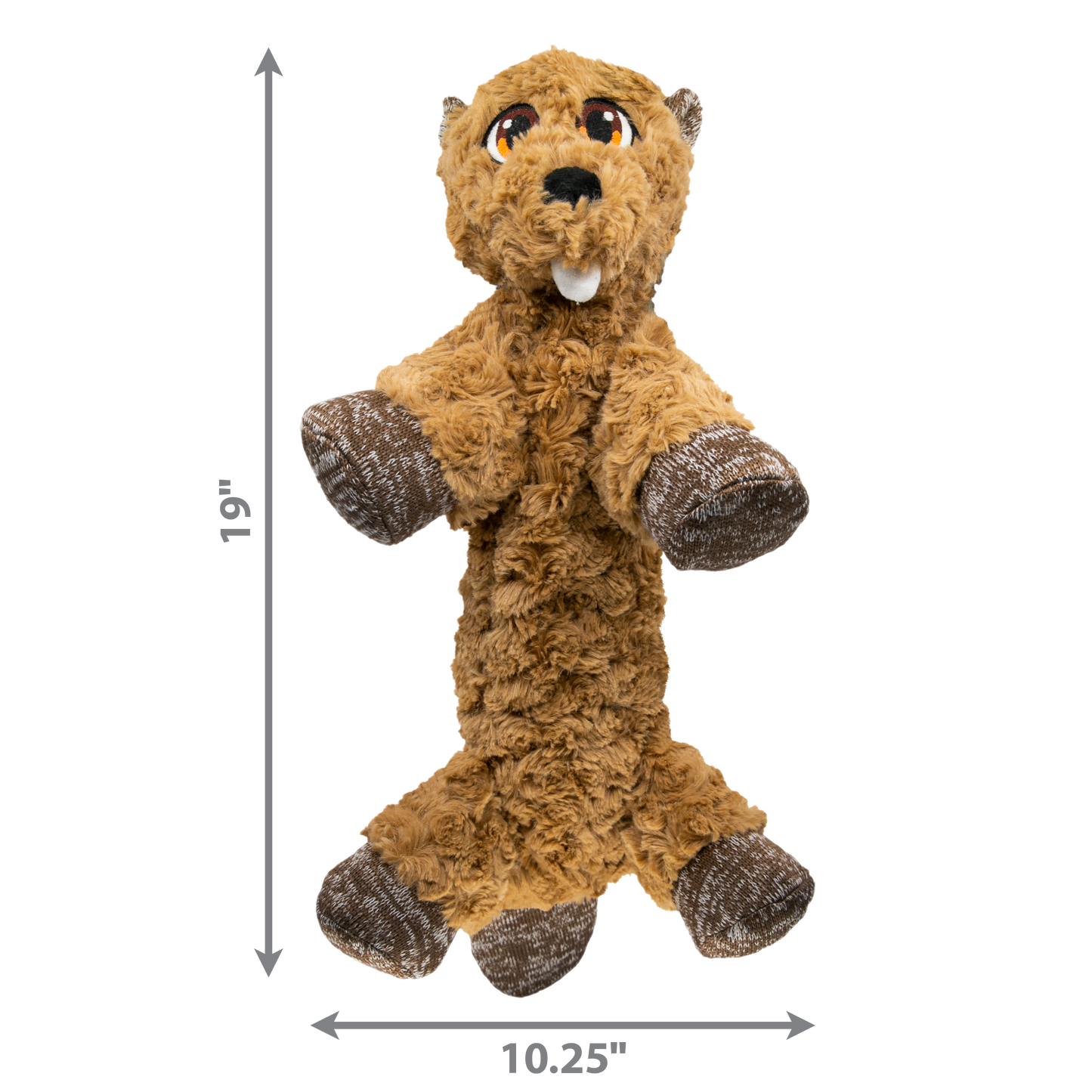 KONG Low Stuff Flopzie Beaver Medium Plush Dog Toy Durable - close up view