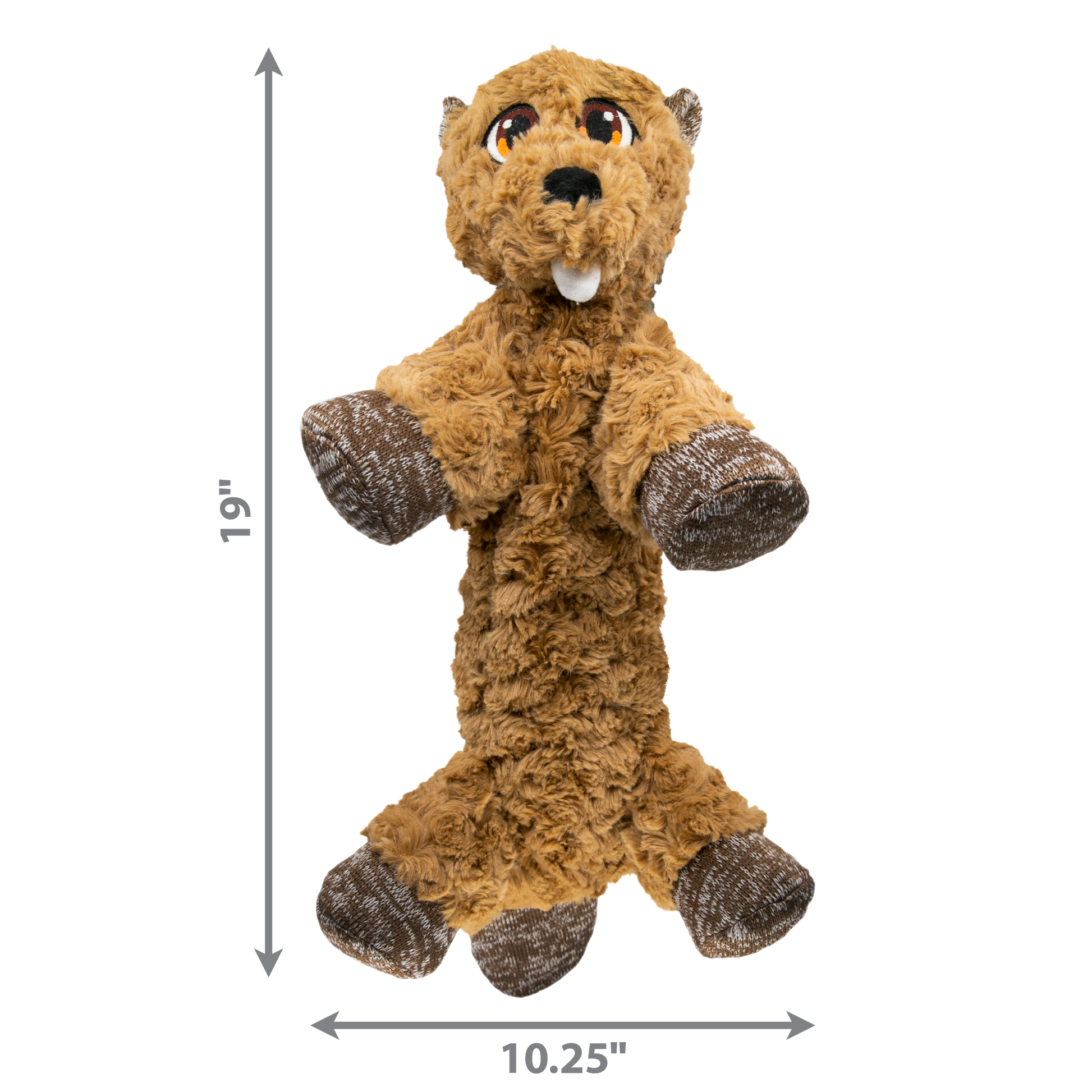 KONG Low Stuff Flopzie Beaver Medium Plush Dog Toy Durable - close up view