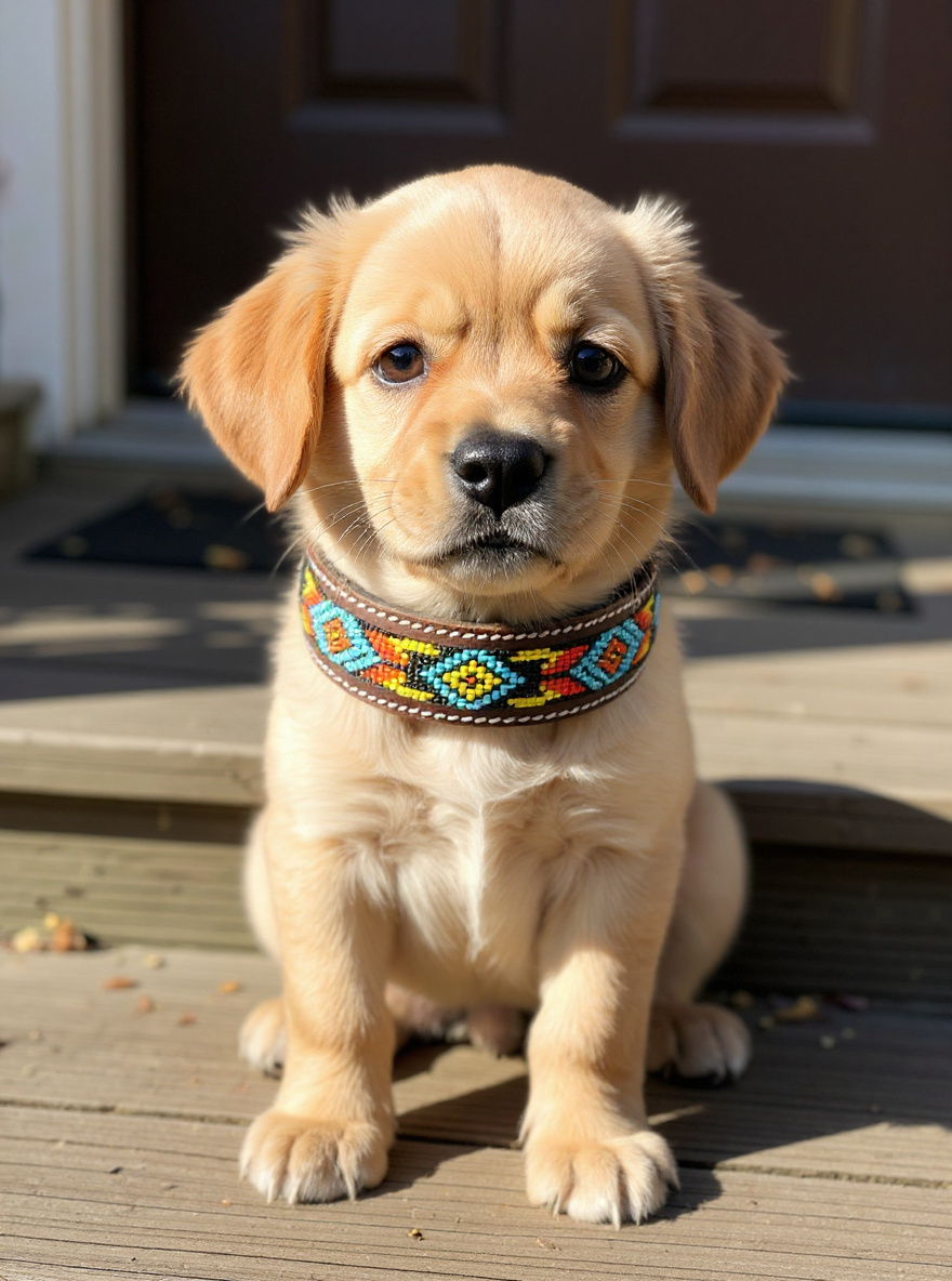 Epic Padded Leather Dog Collar with Beaded Design Dog Collar - main product image