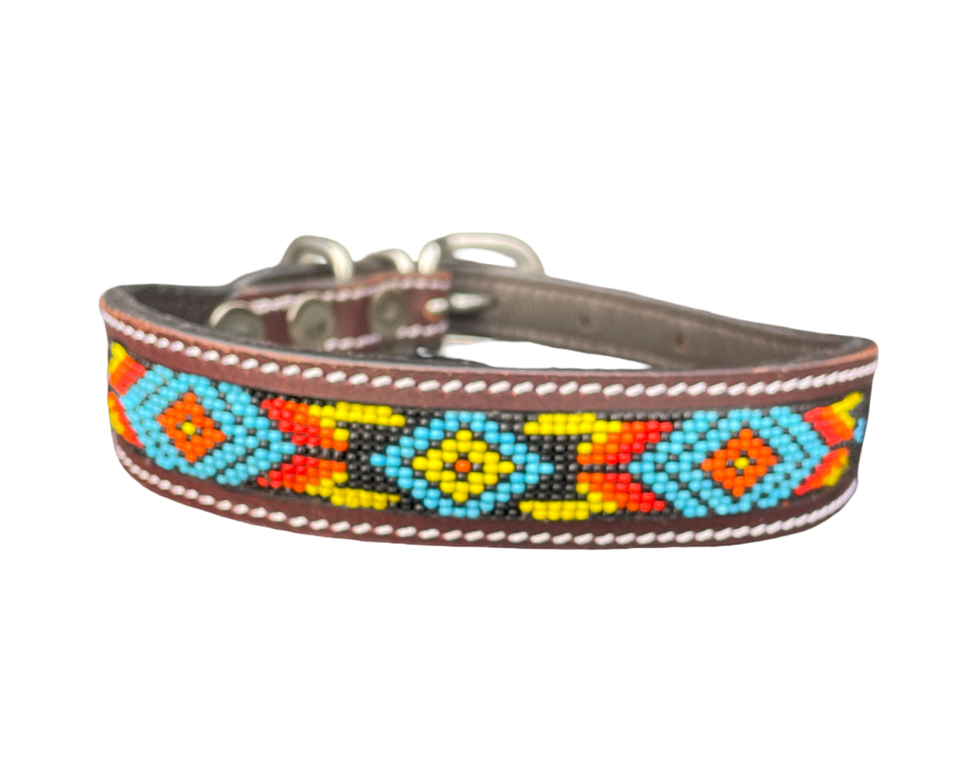 Epic Padded Leather Dog Collar with Beaded Design Dog Collar - lifestyle view