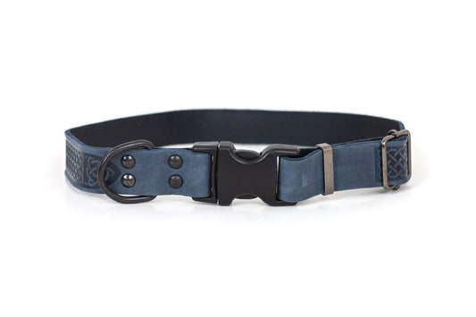 Dog Collar Celtic Sport Blue Jeans Leather Collar Essential - main product image for dog collar