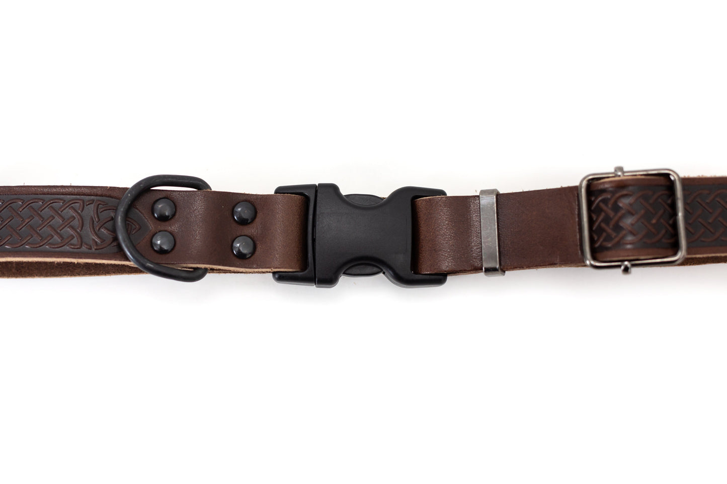 Dog Collar Celtic Sport Chocolate Leather Collar for Comfort - lifestyle product image for dog collar