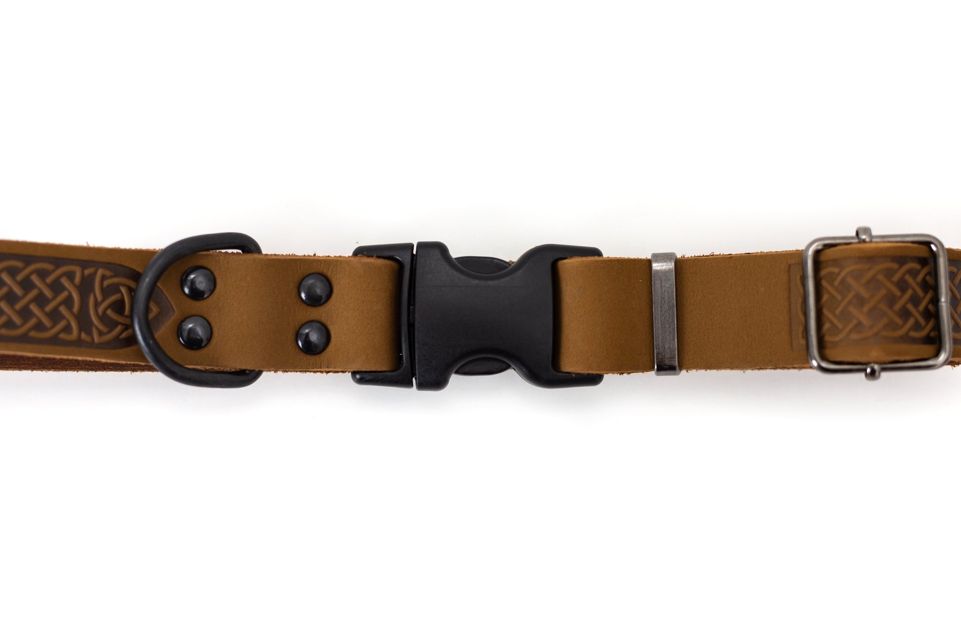 Dog Collar Celtic Sport Earth Brown Leather Collar l main product image for dogs and cats