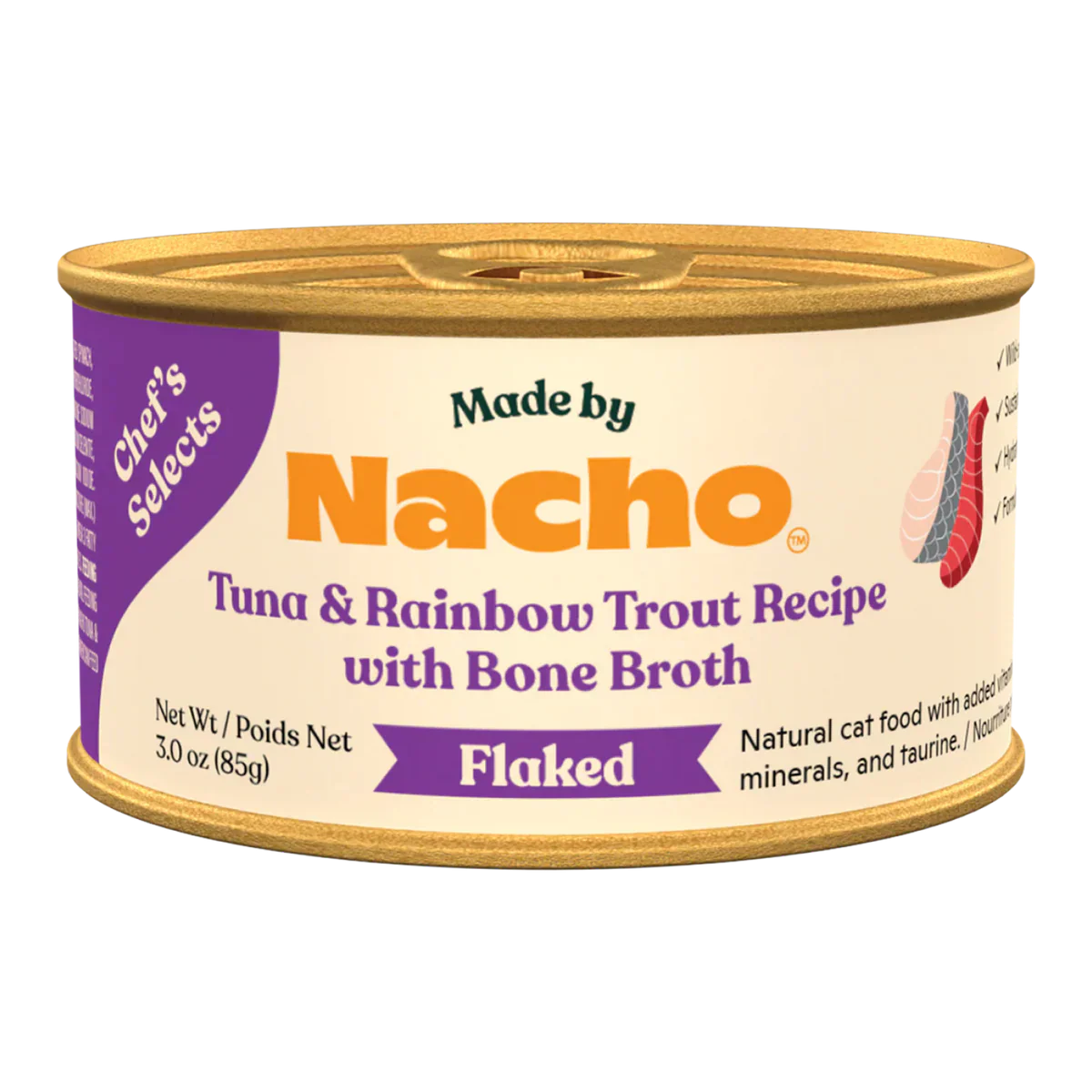 Made By Nacho Flaked Tuna Rainbow Trout 3Oz Wet Cat Food - main product image