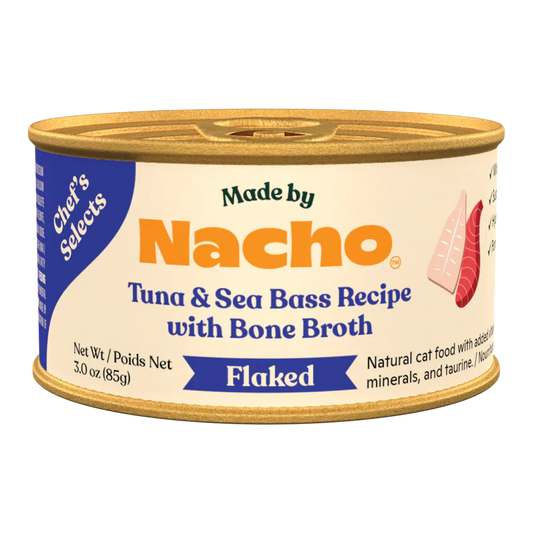 Made By Nacho Flaked Tuna Sea Bass 3Oz Wet Cat Food Premium - main product image