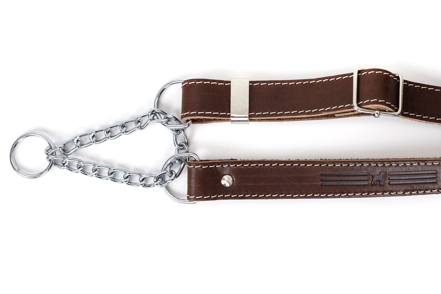 Dog Collar Martingale Chocolate Leather Collar for Daily Use main product image for dogs and cats