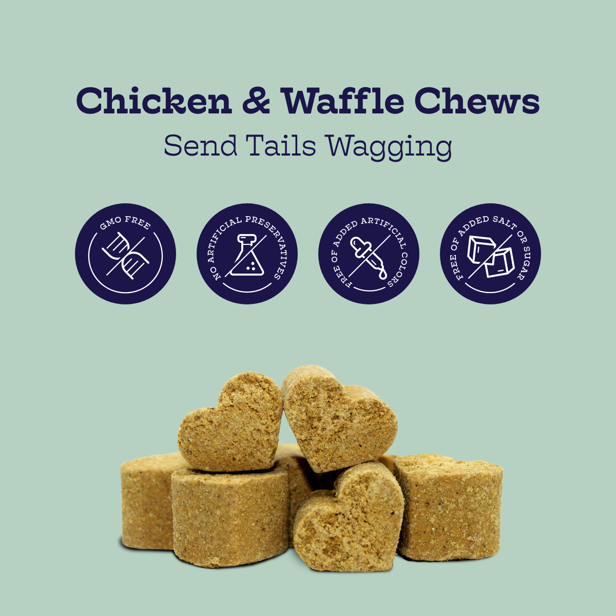 Chicken and Waffles Chews - close up view