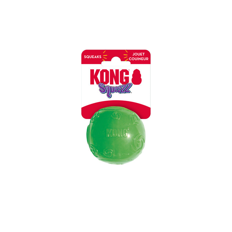 KONG Squeezz Ball Fetch Dog Toy Durable Play - lifestyle view