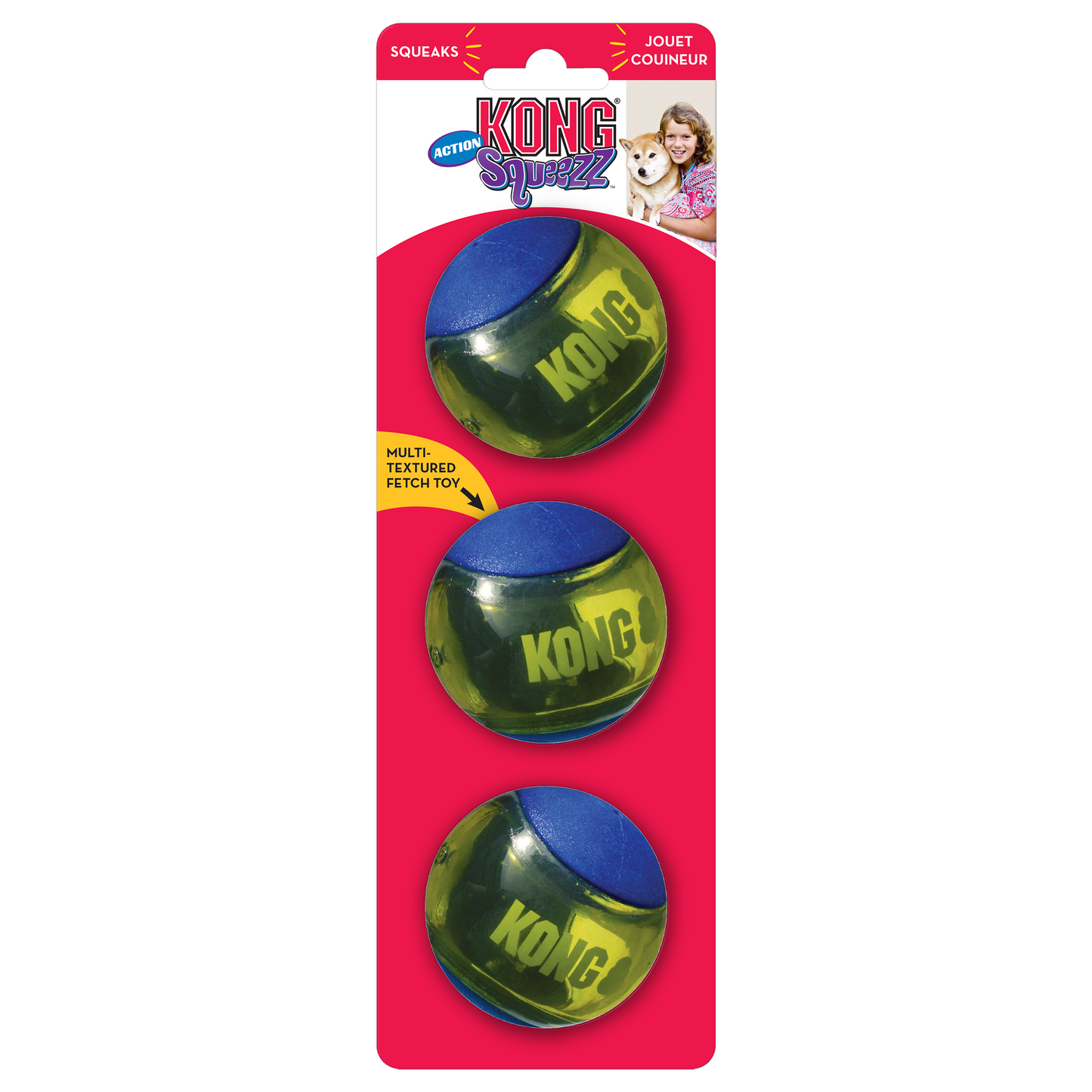 KONG Squeezz Action Ball Medium Fetch Dog Toy Durable Play - gallery image 6