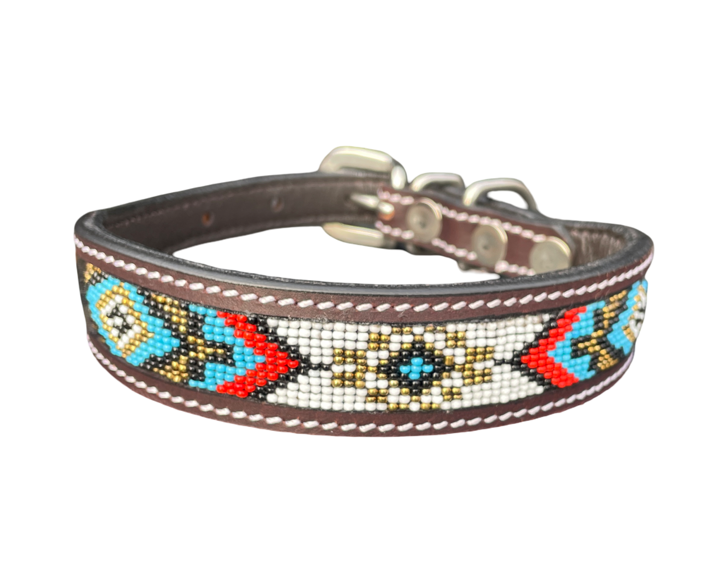 Epic Padded Leather Dog Collar with Beaded Design Dog Collar - lifestyle view
