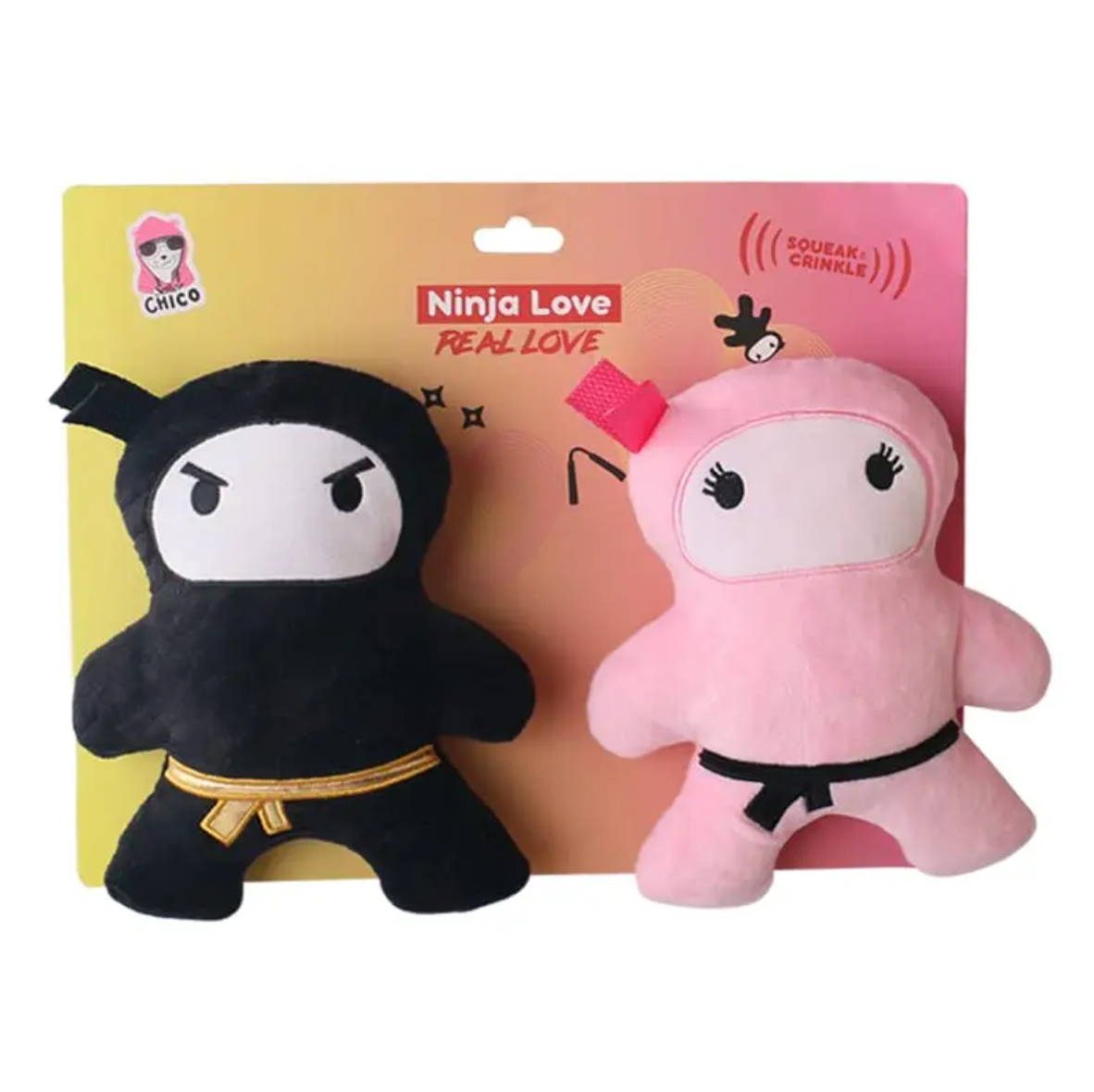Dog Treats Pink Black Ninja Love Plush Toy Gift Set Essentia - main product image for dog treats