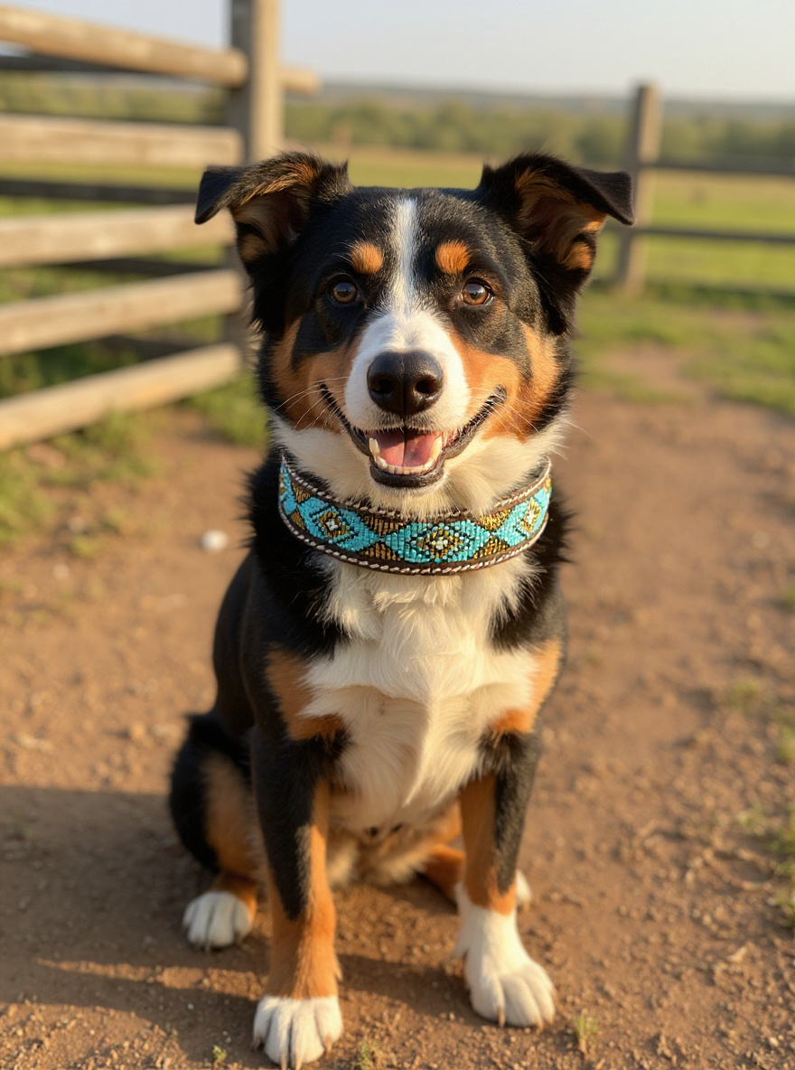 Epic Padded Leather Dog Collar with Beaded Design Dog Collar - main product image