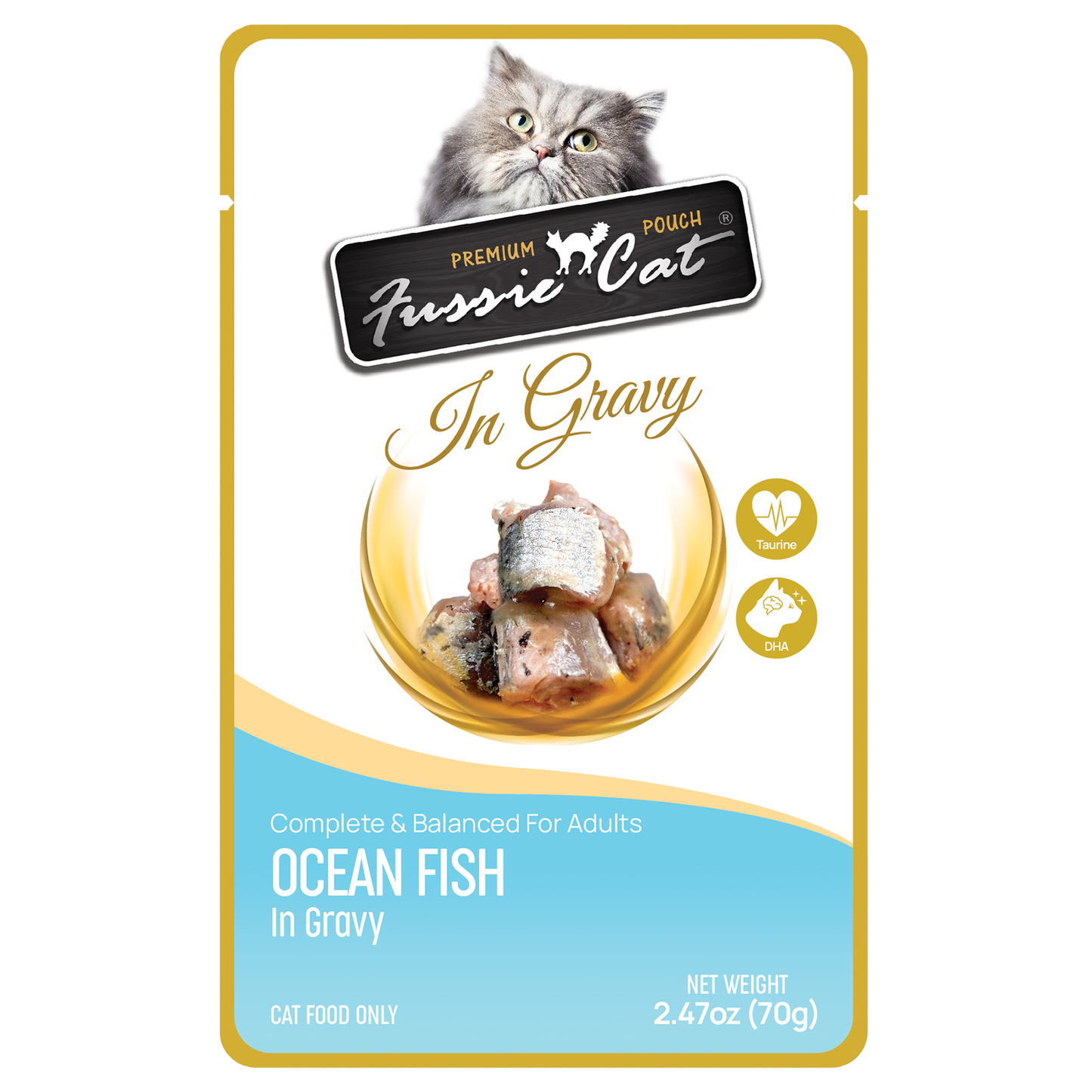 Fussie Cat Pouch Ocean Fish In Gravy 2 47Oz Wet Cat Food - main product image