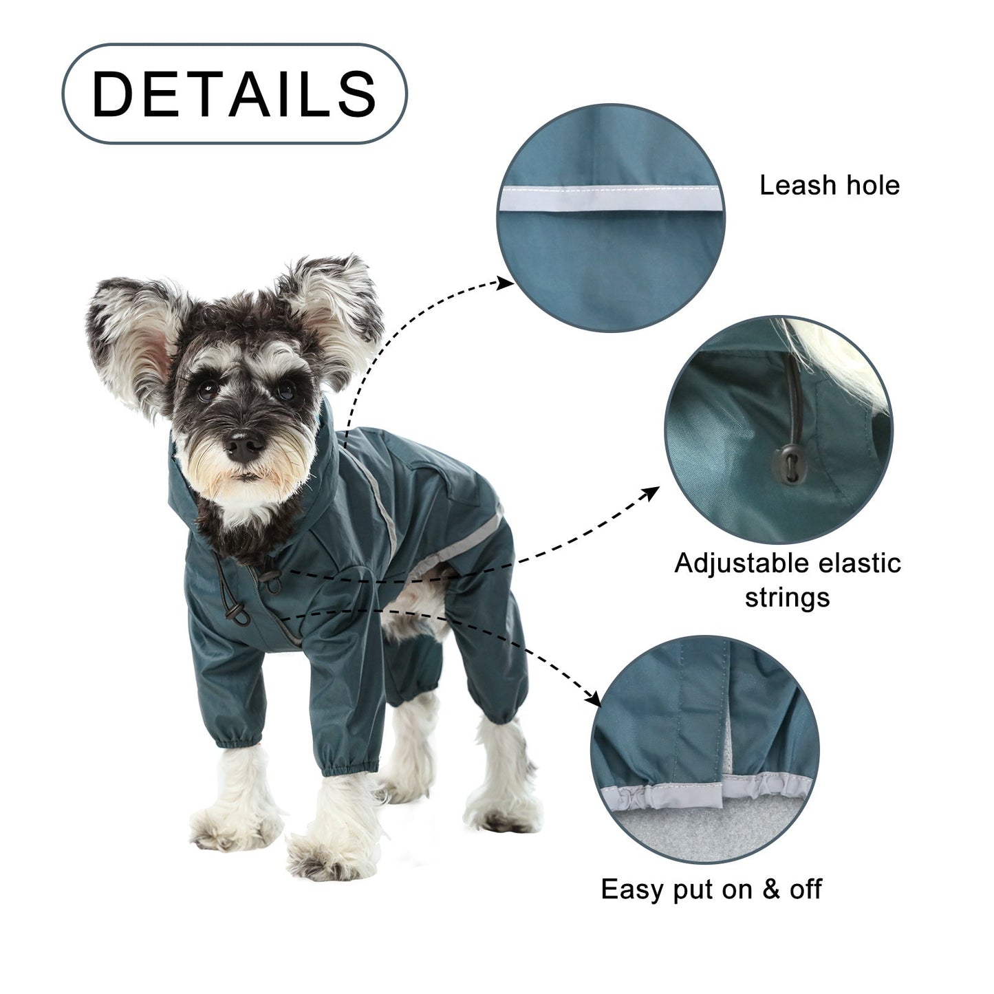 Ultralight Full covered hooded waterproof dog jacket - Blue - gallery image 7