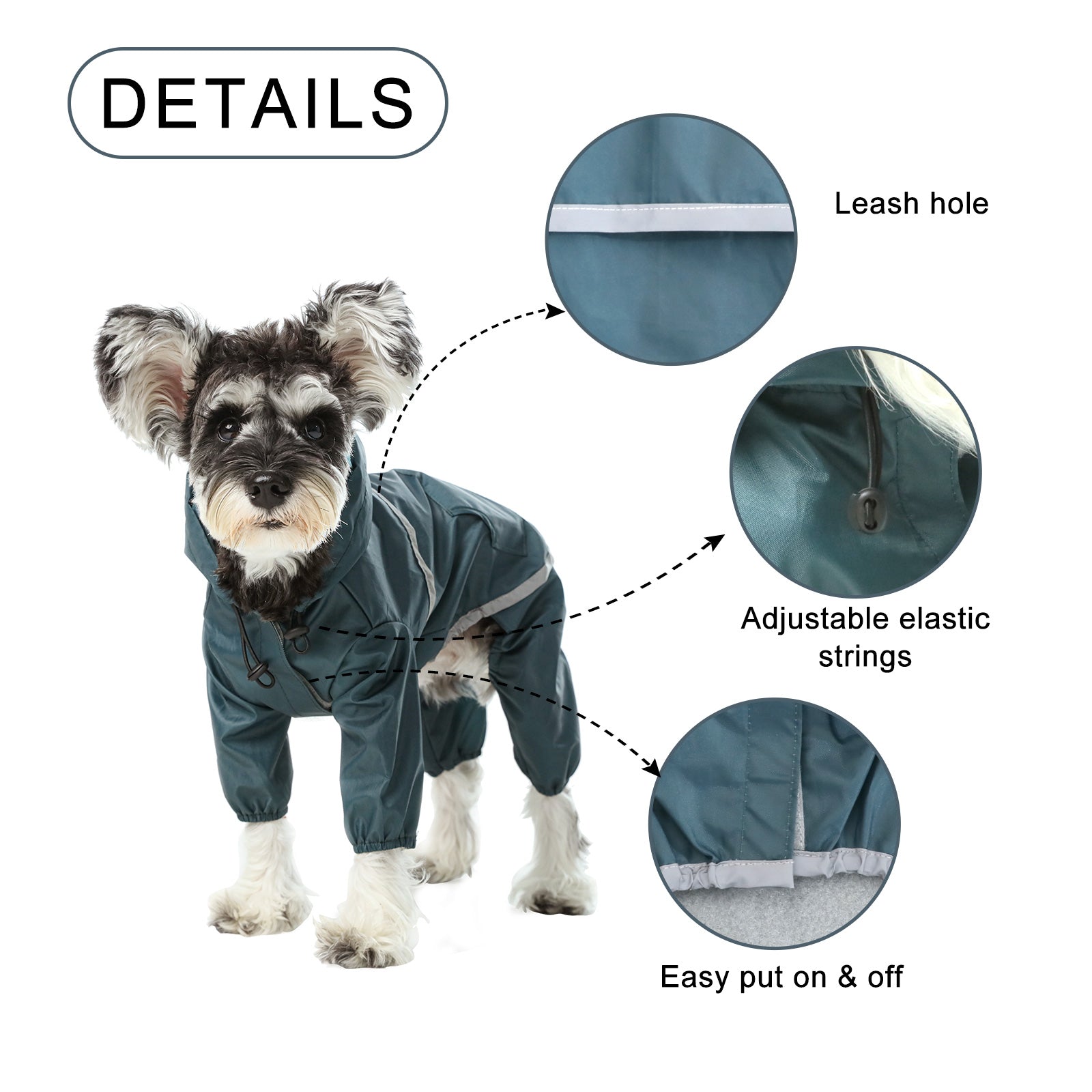 Ultralight Full covered hooded waterproof dog jacket - Blue - gallery image 7