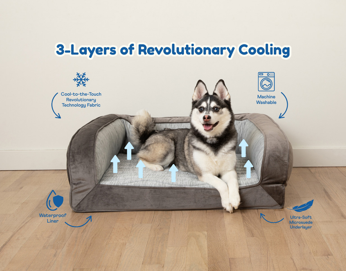 Pupchill Cooling Bolster Dog Bed Washable Pet Bed Comfort - main product image