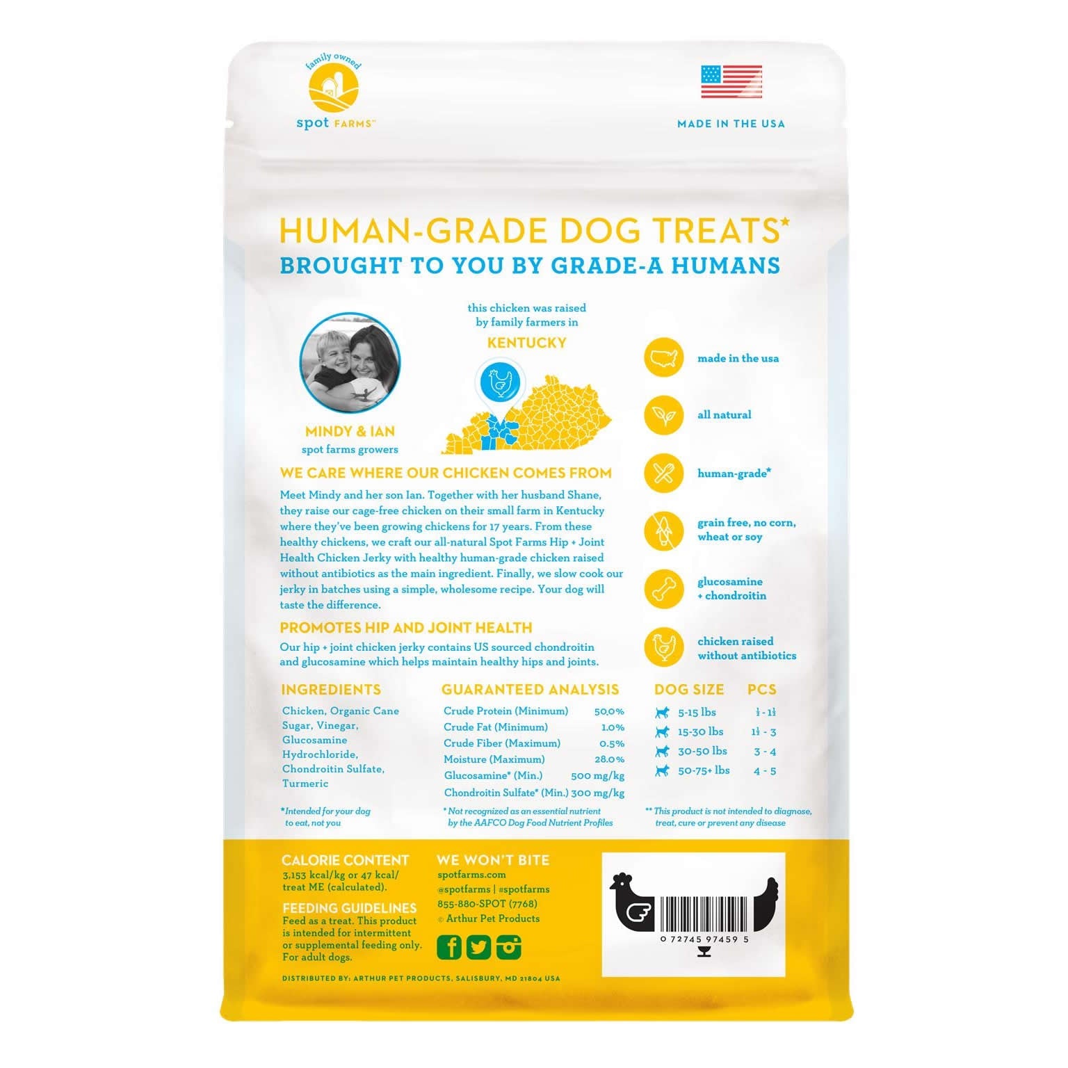 Spot Farms Dog Grain Free Jerky Hip & Joint Chicken (12oz) - detail view