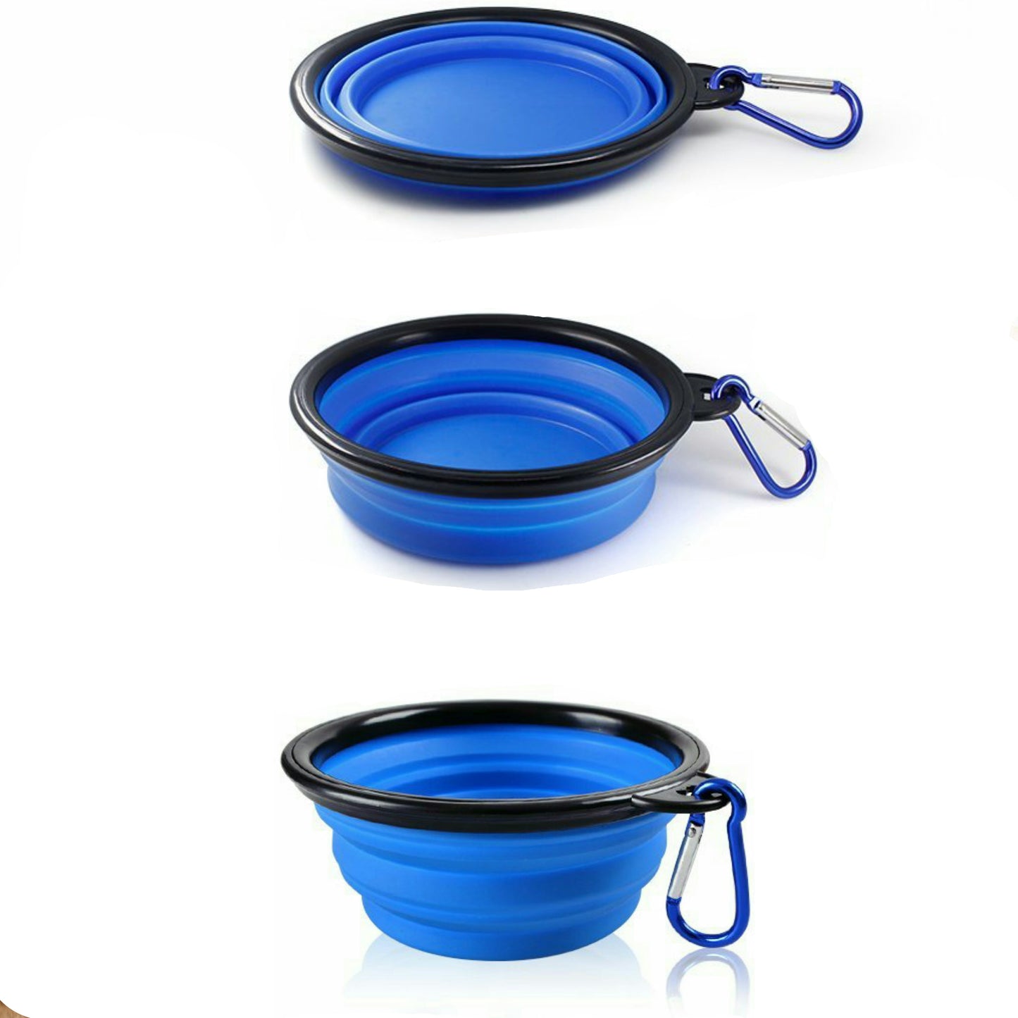 Single Blue Silicone Collapsible Travel Bowl - 12oz - detail view