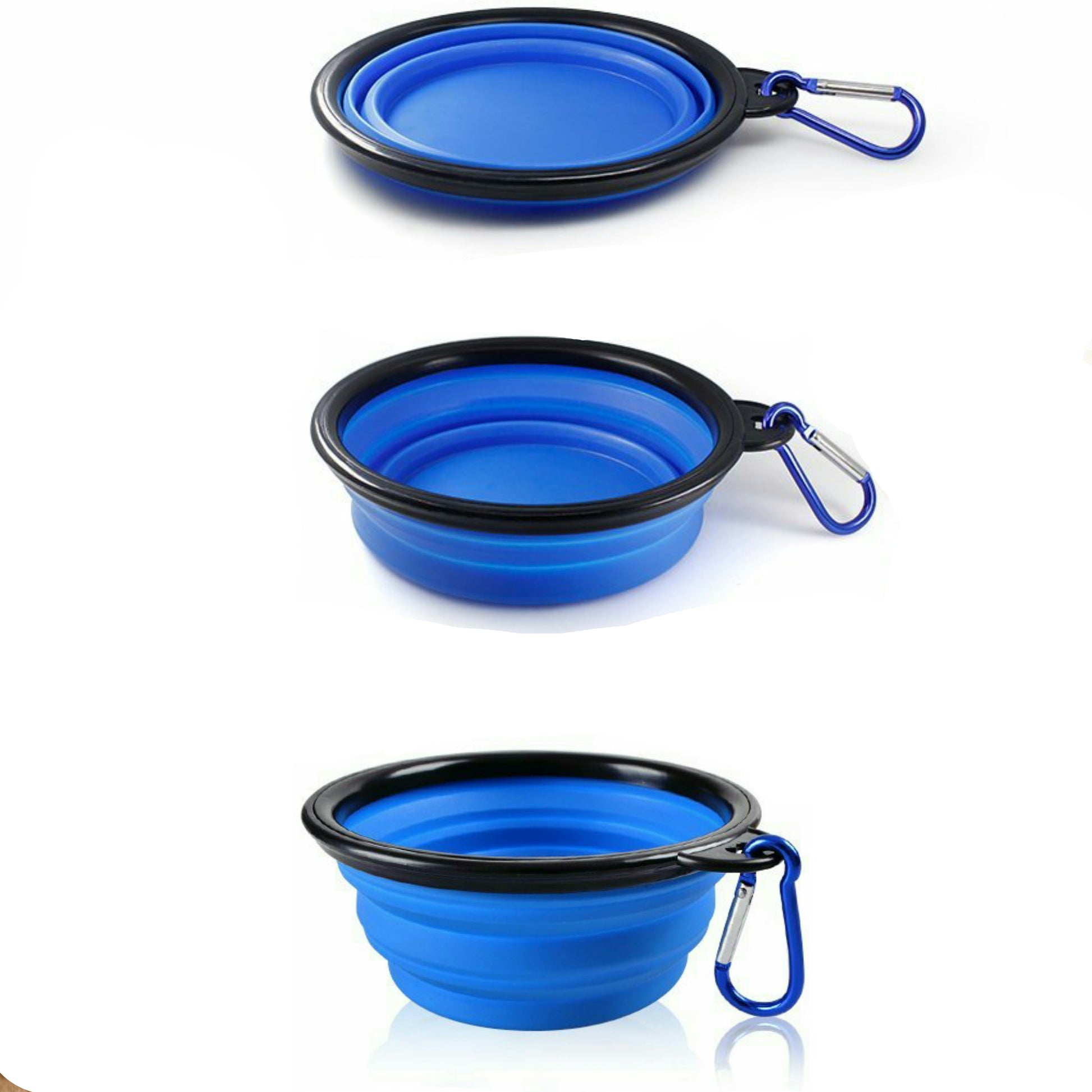 Single Blue Silicone Collapsible Travel Bowl - 12oz - detail view