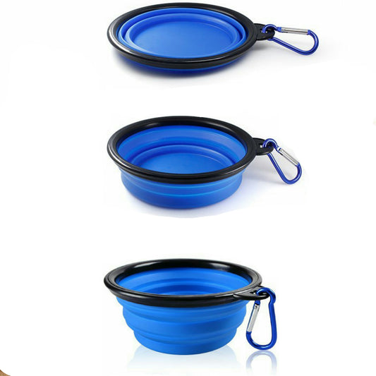 Single Blue Silicone Collapsible Travel Bowl - 12oz - detail view