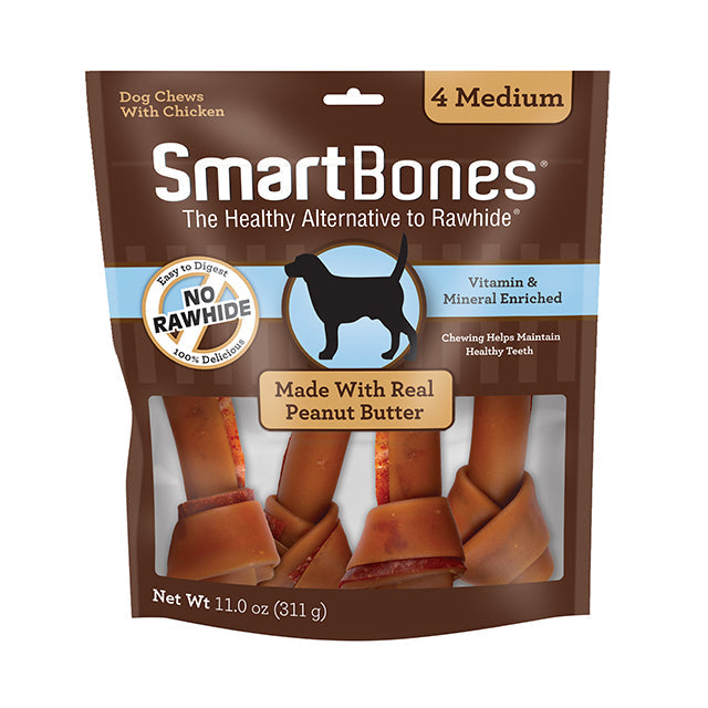 Smartbones Peanut Butter Classic Bone Chews Medium 4Pk 11Oz - main product image