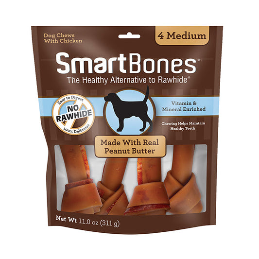 Smartbones Peanut Butter Classic Bone Chews Medium 4Pk 11Oz - main product image
