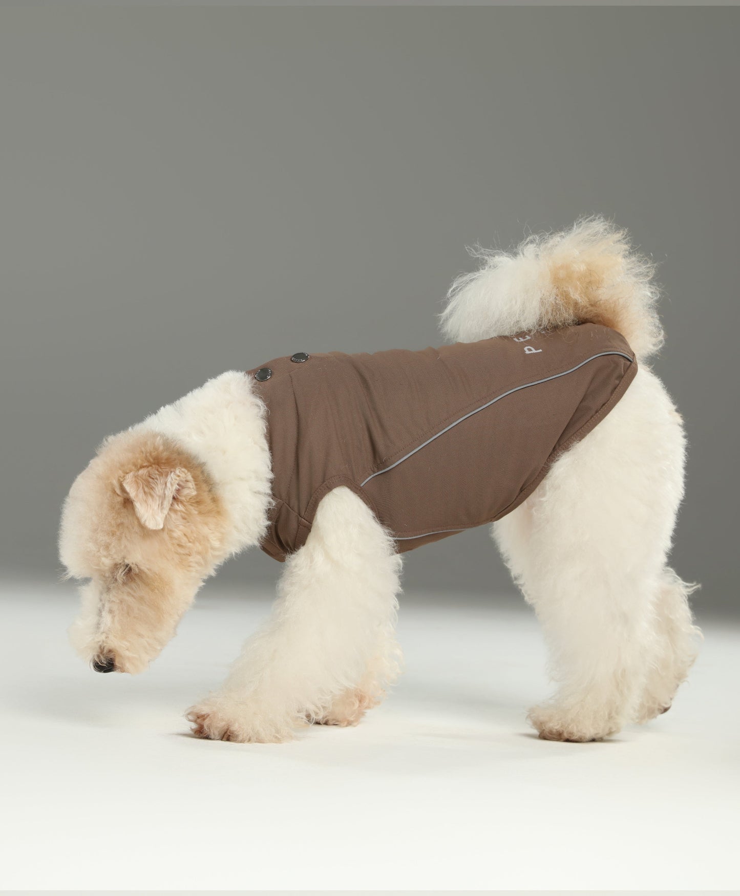 Chill Vest Shirt Mocha Dog Apparel Premium Pet Supply - close up view