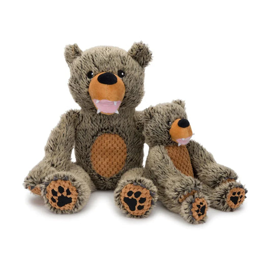 Fabdog Floppy Grizzly Bear Brown Interactive Dog Toy Durable - detail view