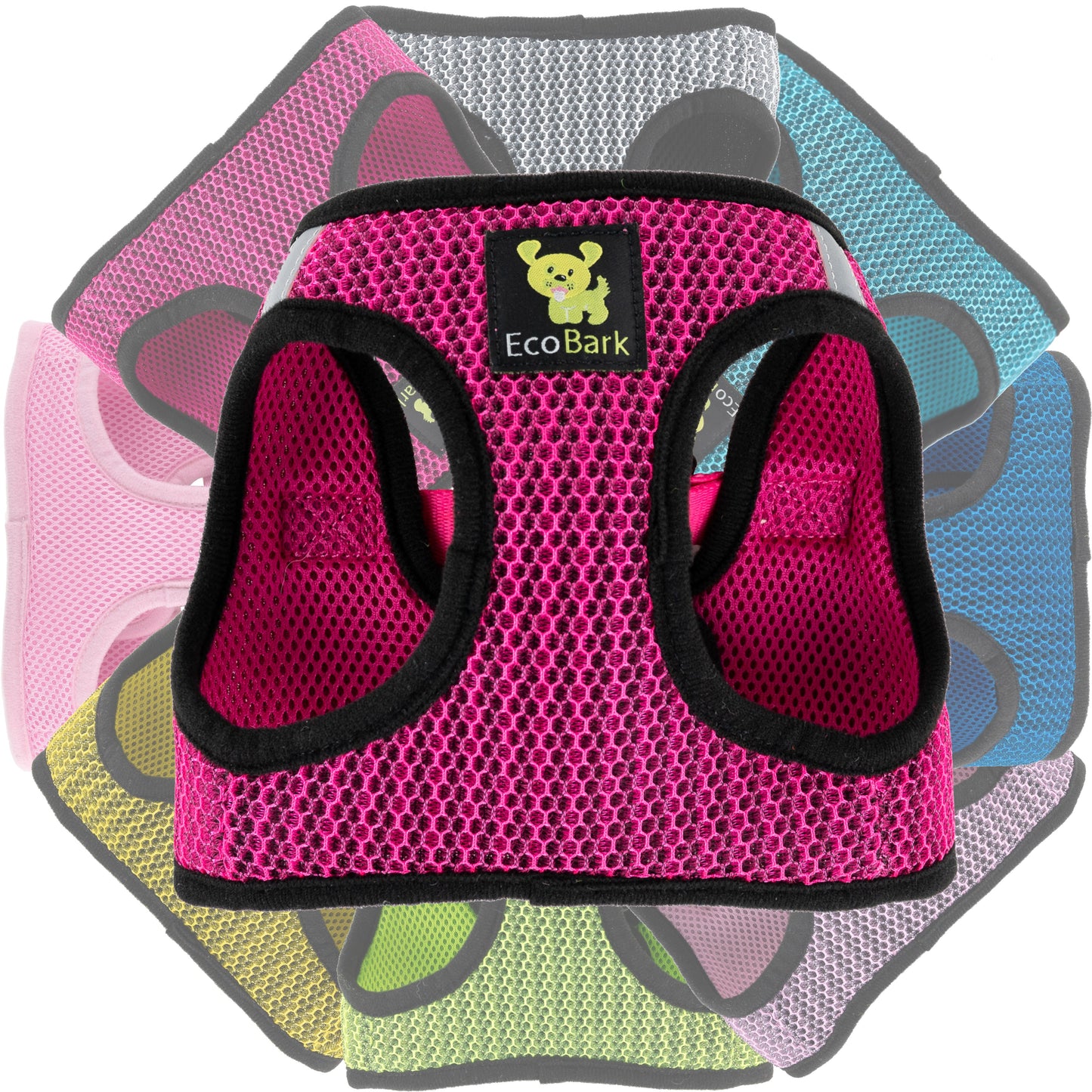 Dog Harness EcoBark Fuchsia Step In Harness Reflective Soft - gallery product image for dog harness