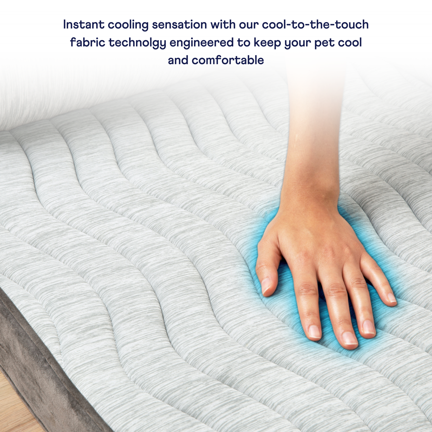 Pupchill Cooling Bolster Dog Bed Washable Pet Bed Comfort - close up view