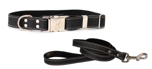 Dog Collar Quick-Release Style Leather Collar and Leash Set main product image for dogs and cats