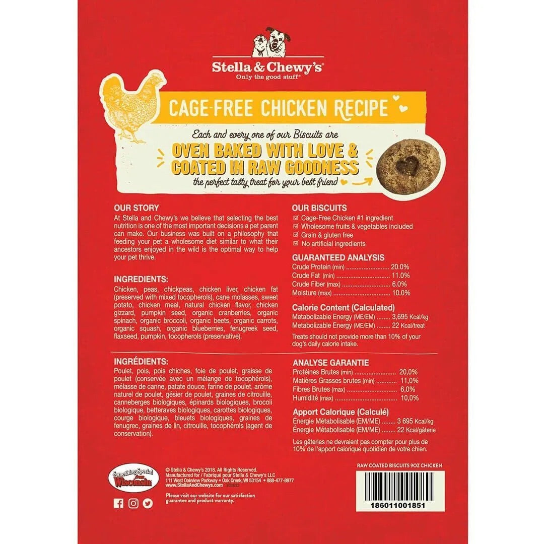 Stella & Chewy's Raw Coated Biscuit Chicken Dog Treats (9oz) - detail view