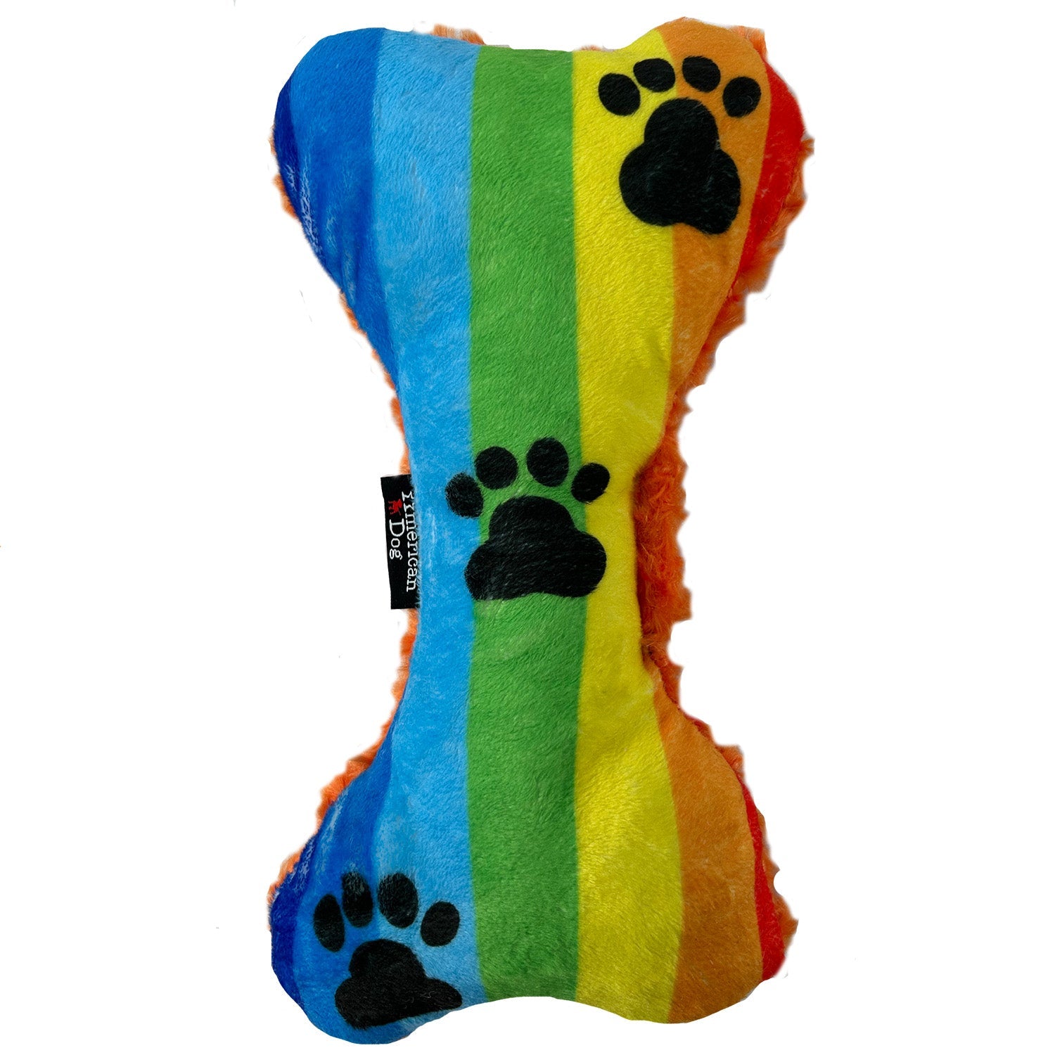Dog Toy Rainbow Paw Bone Fleece Interactive Plush Chew Play - main product image