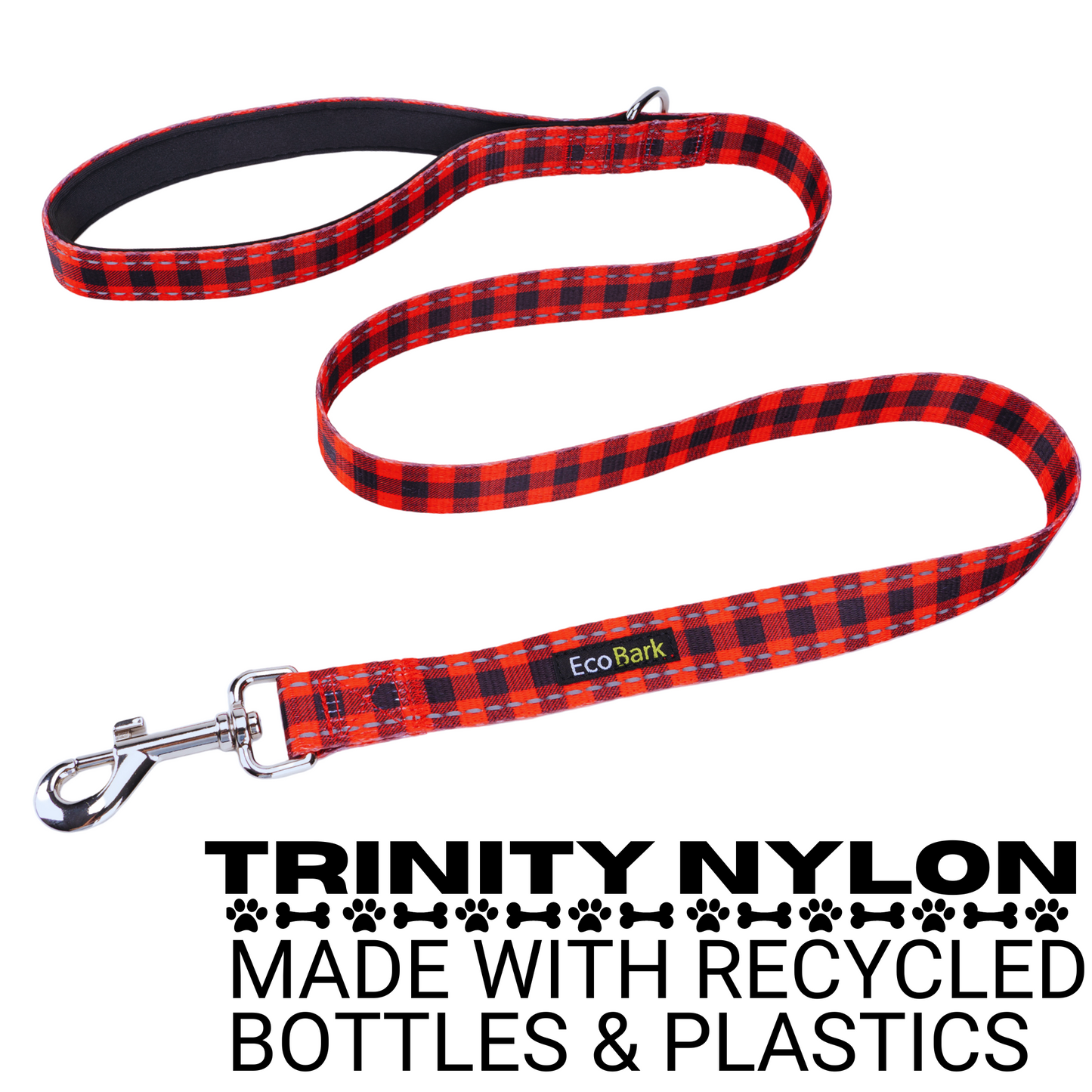 Dog Leash Red Plaid Leash by EcoBark Buffalo Check Padded - gallery product image for dog leash