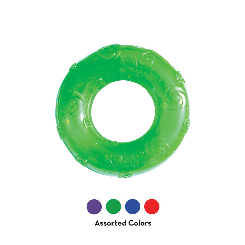 KONG Squeezz Ring Large Interactive Dog Toy Durable Play - close up view