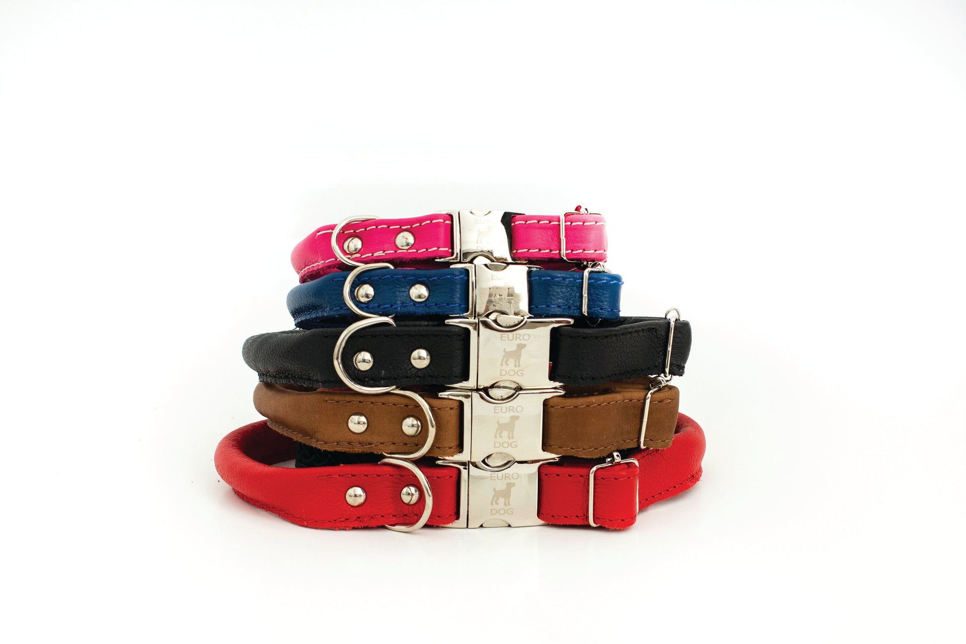 Dog Collar Rolled Style Light Brown Leather Quick-Release - lifestyle product image for dog collar