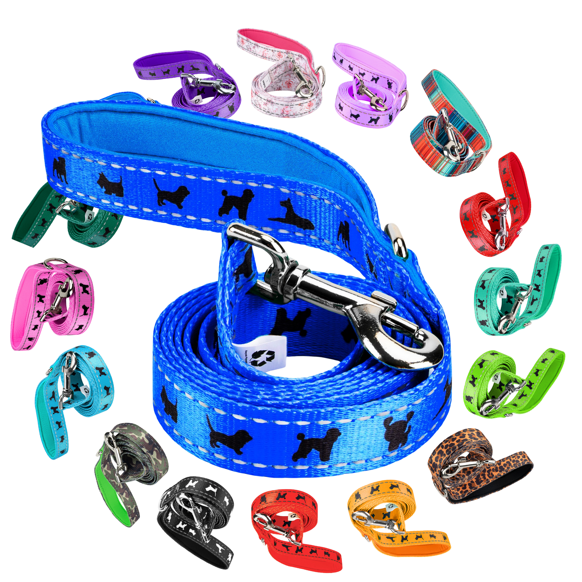 Dog Leash EcoBark Blue Leash- Padded Comfort Grip Leash 4ft - gallery product image for dog leash