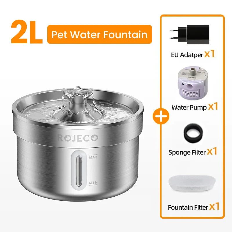 Cat Water Fountain Stainless Steel Drinking Fountain for Comfort main product image for dogs and cats