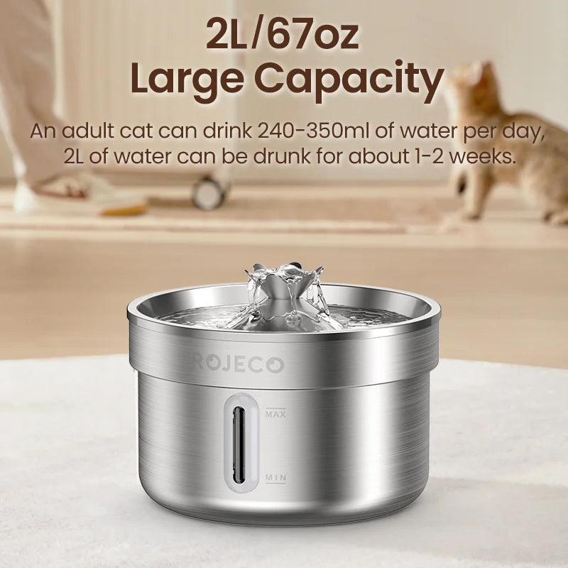 Cat Water Fountain Stainless Steel Drinking Fountain for Comfort main product image for dogs and cats